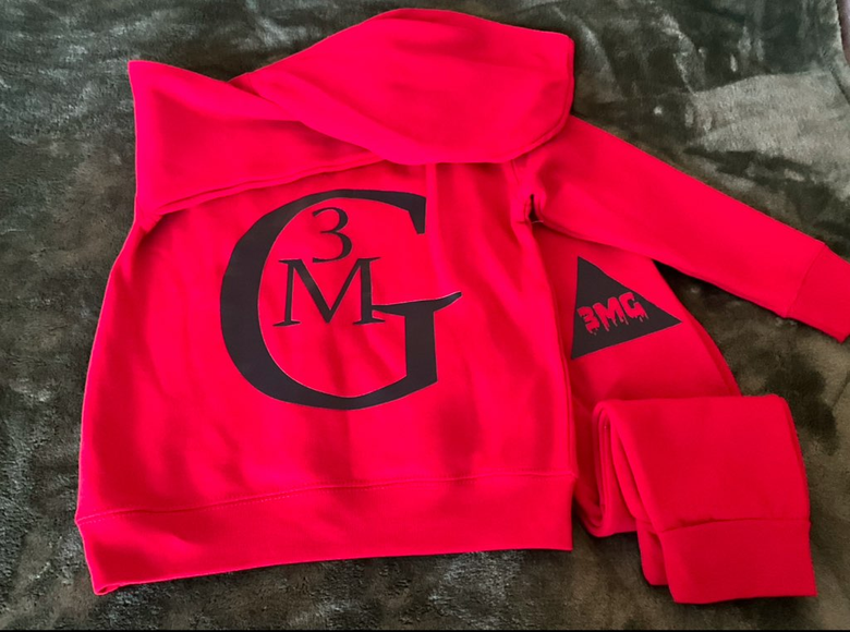 Hoodie Jogger set with black logo size 2T to Small