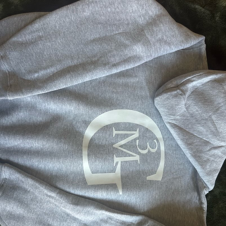 Gray Pullover Hoodie with white logo Size 2T to Small
