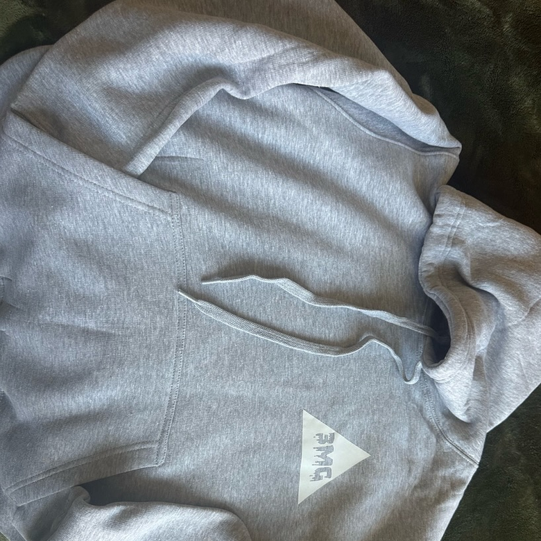 Gray Pullover Hoodie with white logo Size (M) (L) (XL)