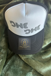 Black Mesh Trucker Hat with White front