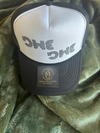 Black Mesh Trucker Hat with White front
